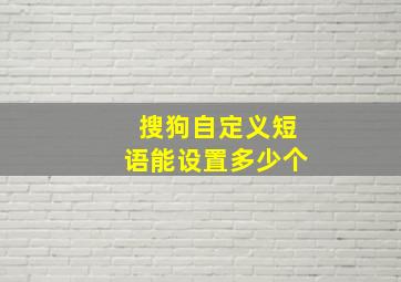 搜狗自定义短语能设置多少个