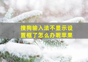 搜狗输入法不显示设置框了怎么办呢苹果