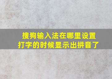 搜狗输入法在哪里设置打字的时候显示出拼音了