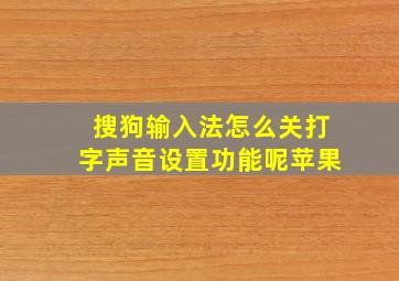 搜狗输入法怎么关打字声音设置功能呢苹果