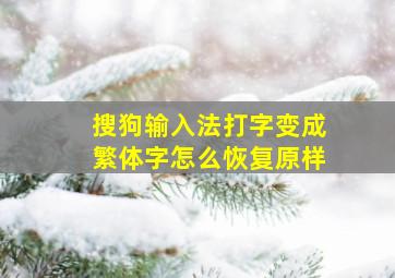 搜狗输入法打字变成繁体字怎么恢复原样