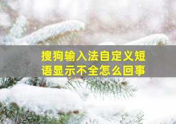 搜狗输入法自定义短语显示不全怎么回事