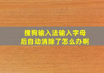 搜狗输入法输入字母后自动消除了怎么办啊