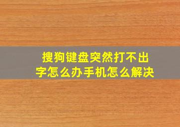 搜狗键盘突然打不出字怎么办手机怎么解决