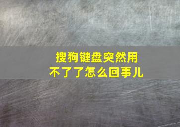 搜狗键盘突然用不了了怎么回事儿