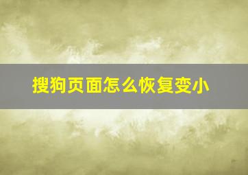 搜狗页面怎么恢复变小