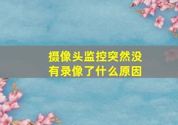 摄像头监控突然没有录像了什么原因