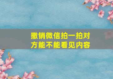 撤销微信拍一拍对方能不能看见内容