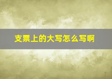 支票上的大写怎么写啊