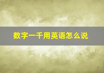 数字一千用英语怎么说