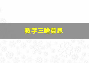 数字三啥意思