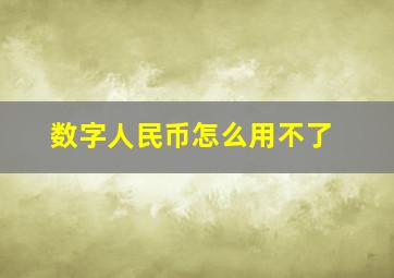 数字人民币怎么用不了