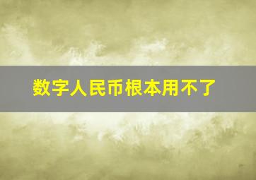 数字人民币根本用不了