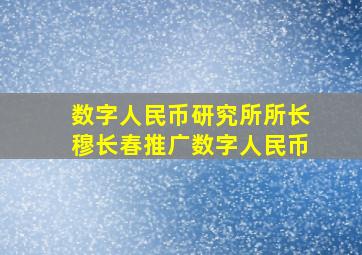 数字人民币研究所所长穆长春推广数字人民币