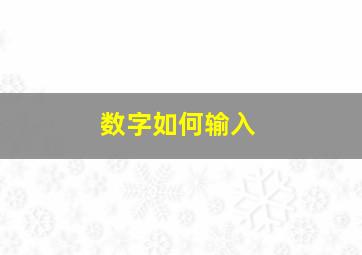 数字如何输入