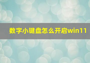 数字小键盘怎么开启win11