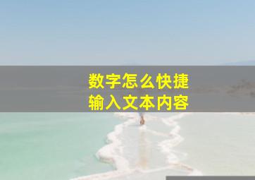 数字怎么快捷输入文本内容