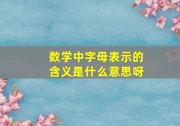 数学中字母表示的含义是什么意思呀