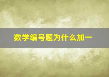 数学编号题为什么加一