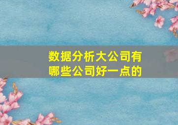 数据分析大公司有哪些公司好一点的