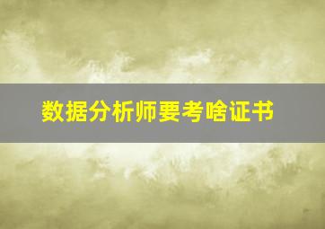 数据分析师要考啥证书