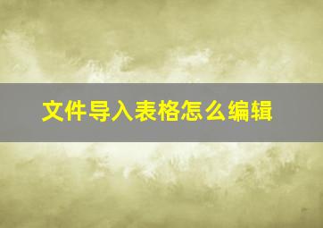 文件导入表格怎么编辑