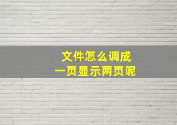 文件怎么调成一页显示两页呢