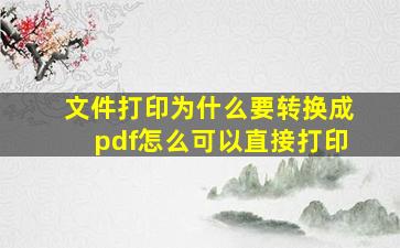 文件打印为什么要转换成pdf怎么可以直接打印