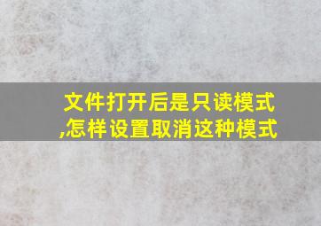 文件打开后是只读模式,怎样设置取消这种模式