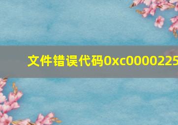 文件错误代码0xc0000225