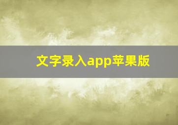 文字录入app苹果版