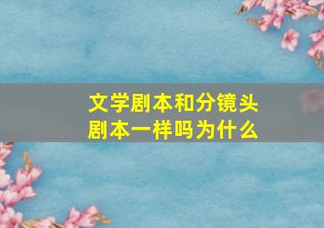 文学剧本和分镜头剧本一样吗为什么