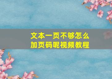 文本一页不够怎么加页码呢视频教程