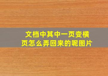 文档中其中一页变横页怎么弄回来的呢图片