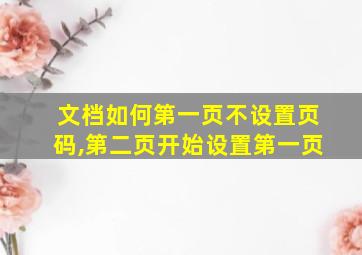 文档如何第一页不设置页码,第二页开始设置第一页