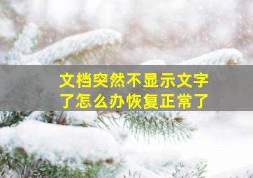 文档突然不显示文字了怎么办恢复正常了