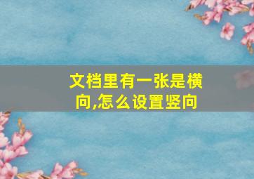 文档里有一张是横向,怎么设置竖向