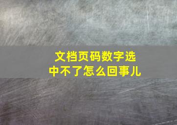 文档页码数字选中不了怎么回事儿