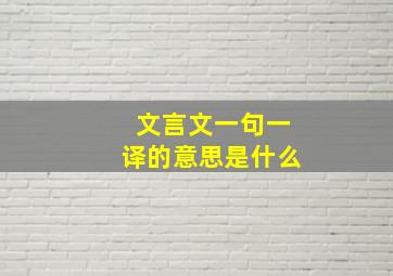 文言文一句一译的意思是什么