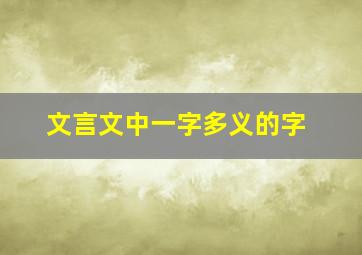 文言文中一字多义的字