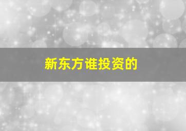 新东方谁投资的