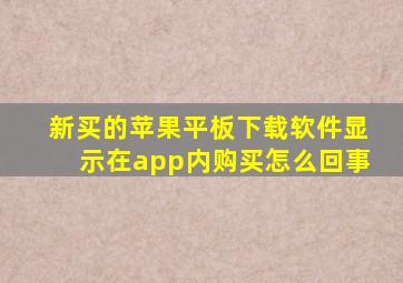 新买的苹果平板下载软件显示在app内购买怎么回事