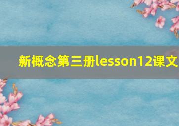 新概念第三册lesson12课文