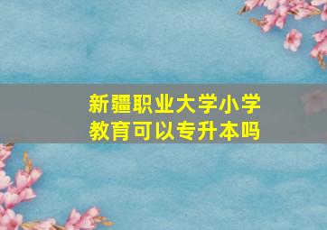 新疆职业大学小学教育可以专升本吗