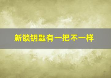 新锁钥匙有一把不一样