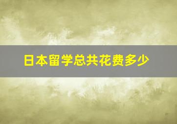 日本留学总共花费多少