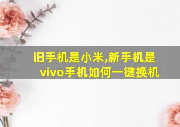 旧手机是小米,新手机是vivo手机如何一键换机