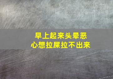 早上起来头晕恶心想拉屎拉不出来