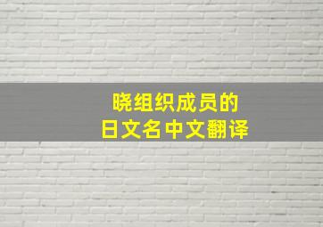 晓组织成员的日文名中文翻译