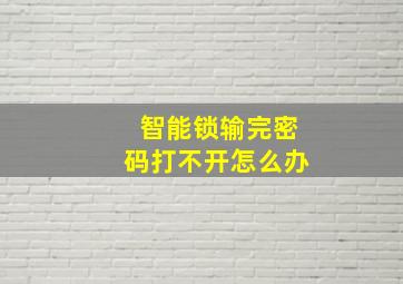 智能锁输完密码打不开怎么办